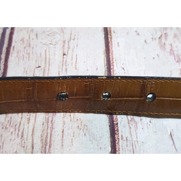 Brighton Reversible Swivel Faux Croc Belt‎ Sz M 30 Br/Bl Silver Buckles 43102 - Picture 6 of 6